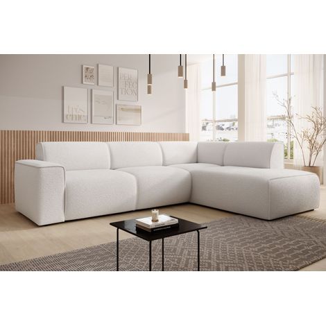 AX LIVING Couch Sofa L Form Didim L Versilbert – 292 cm, stilvoll & bequem R