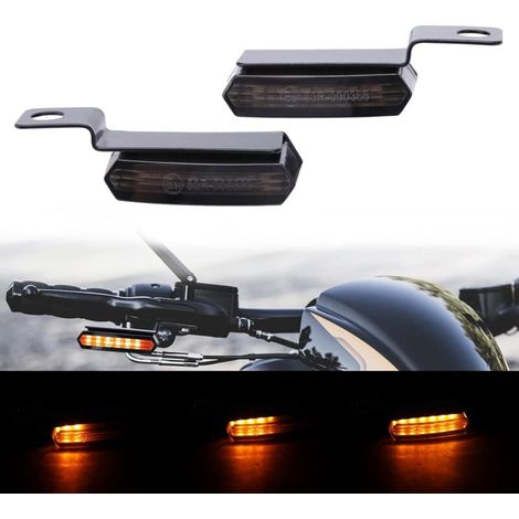 Mini LED Clignotant Moto Guidon Aluminium Lumières Ambrés lndicateurs Étanche Séquentiel Lampe Ampoule Universel 12V Homologue pour Cruiser Bobber Chopper Cafe Racer Scooter