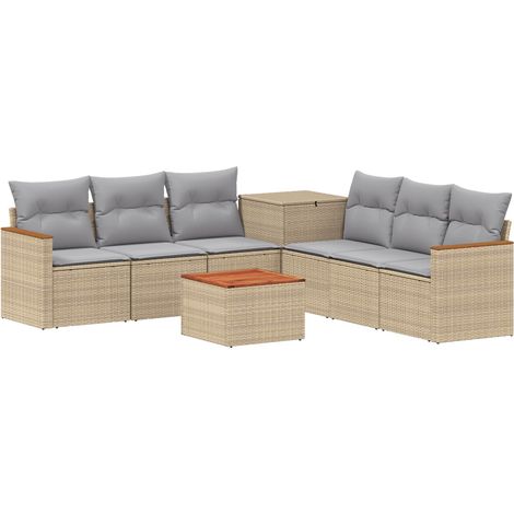 Sofa Set 8 stk. Beige und Hellgrau Polyrattan und Stahl vidaXL (1/5)
