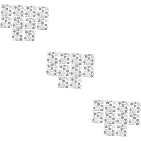 Lot De 3 Autocollants Muraux Décoratifs En Marbre Imitation Carrelage Décoration Pour Salle De Bain 10 Pièces X 3 (1/5)