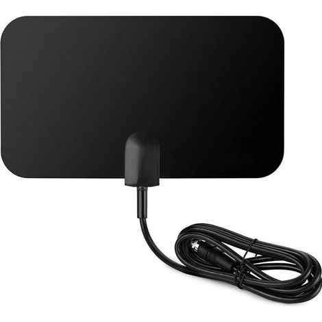 Antenne TV intérieure plate amplifiée, compatible DVB-T/T2, 4K/1080p, chaînes gratuites (1/4)