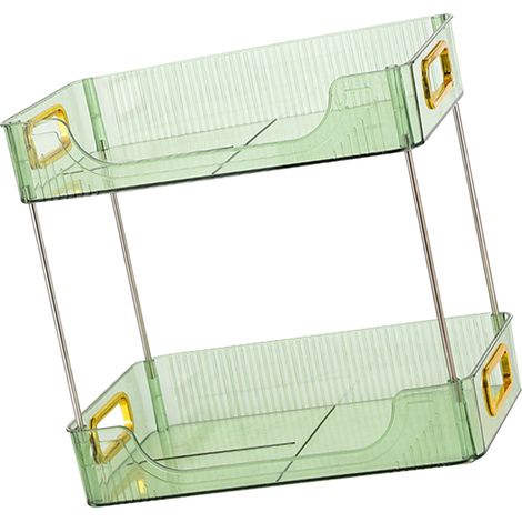 Organiseur de bureau à 2 niveaux, étagère de rangement moderne et spacieuse pour bureau, chambre ou maison, vert (1/5)