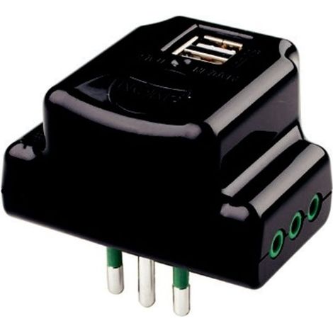 Fanton 87801 Flachadapter von S11 auf 3P11+2Usb-A+C schwarz