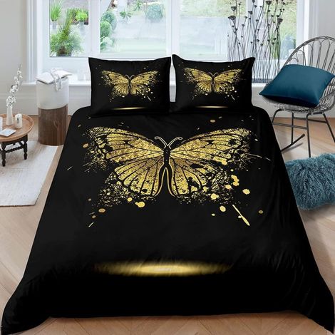 Bettwäsche-Set Schmetterling 200x200 cm 3-teilig Mikrofaser mit 2 Kissenbezügen 80x80 cm