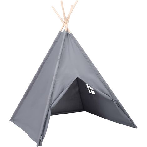vidaXL Tente tipi d'enfants avec sac Peau de pêche Gris 120x120x150 cm