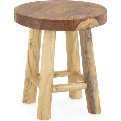 Tabouret rond en teck naturel - Naturel (1/5)