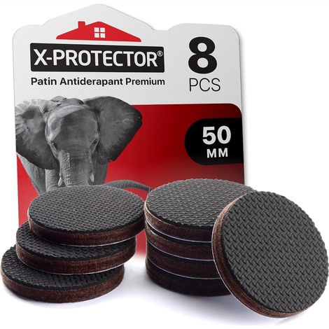 8 pcs - Patin Caoutchouc - Patin Antiderapant - Adhésif Robuste Pour Meubles Et Chaises Protection Sol Noir 50 mm