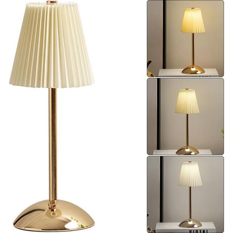 Petite lampe de bureau LED en métal pour salon, chambre à coucher, lampe de table sans fil 2000 mAh, lampes de chevet 3 couleurs à intensité variable (1/5)