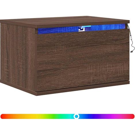 Maison Exclusive - Wand-Nachttisch mit LED-Leuchten Braun Eichen-
