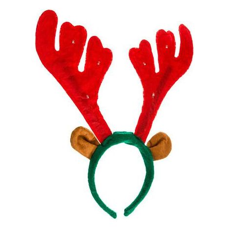 Weihnachts-Rentier-LED-Stirnband Rot/Grün (1/3)