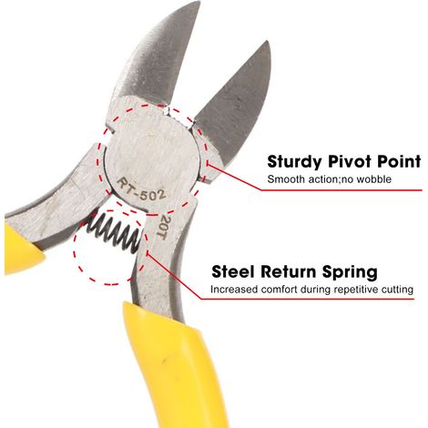 Pince coupante de précision 5 pouces en acier allié, coupe-vent fin pour réparation de montres et création de bijoux, avec ressort, coupe nette (1/5)