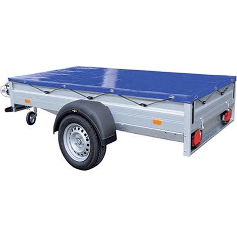 Blue Heavy Duty 6'x4' Vinyl Trailer Cover with Bungee Cord - Feet Foot Waterproof Tie Down (1/5)