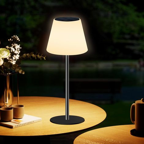 Lampe de table solaire lampe d'extérieur sans fil LED dimmable blanc chaud+RGB lampes de table solaires avec capteur de lumière lampes solaires pour intérieur xtérieur、terrasse. (1/5)