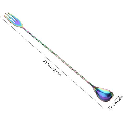 Cuillère à cocktail en acier inoxydable 1 pièce, outil de mélange et de superposition de boissons et de café avec long manche (1) (1/5)