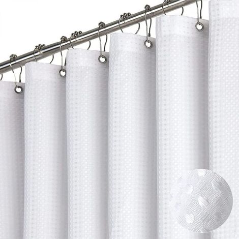 Rideau de douche en tissu épais, rideau de douche de salle de bain de luxe, 1,5 m x 2 m, blanc (1/4)