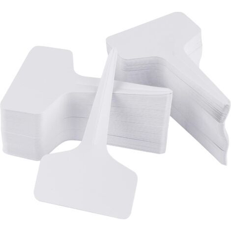 100 étiquettes pour plantes durables, étiquettes imperméables en forme de T - Étiquettes de jardin de qualité supérieure - Écologiques - Blanc cassé (6 x 10 cm) (1/5)