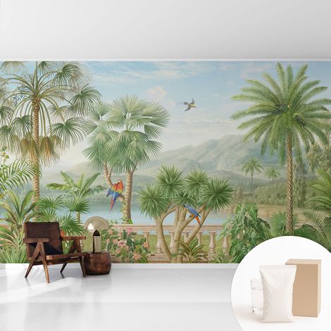 Fototapete Tapete Vliestapete mit Kleber Büro Wandgestaltung - Wanddekoration Wohnzimmer Exotische Landschaft 416x254 cm (1/5)