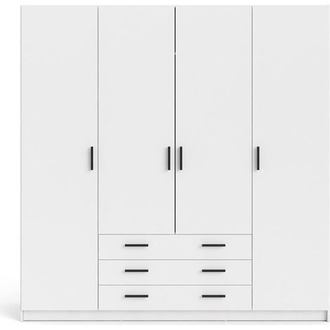 Armoire VEGA - Décor Blanc mat - 4 portes + 3 tiroirs - L 195,5 x P 49,6 x H 200,4 cm - TVILUM (1/5)