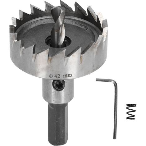 Scie cloche 42mm pour métal, fer épais, verre et marbre - Kit de trépan pour perçage bois et ouverture, outil de menuiserie (1/5)
