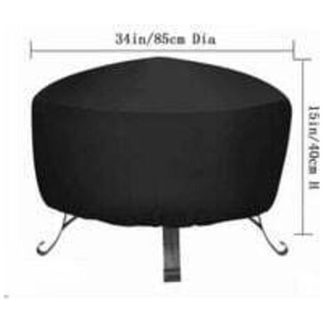 Housse de protection pour foyers extérieurs de 85 cm de diamètre et 40 cm de hauteur. Imperméable, résistante aux UV et aux déchirures. Fabriquée en tissu Oxford 210D. (1/4)
