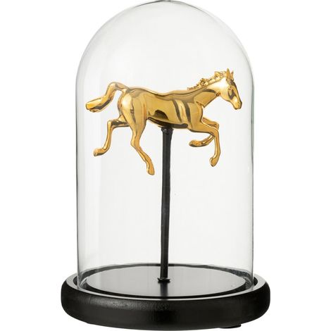 Cloche Déco en Verre "Cheval" 22cm Doré (1/2)