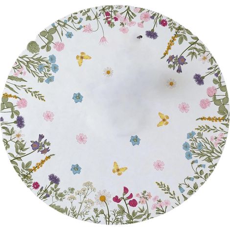 Nappe Ronde Imprimée Fleurs 120 cm Anti-Taches Élastique Housse de Table Pour Location, Restaurant, Café, Dîner Familial, Maison, Salle à Manger, Fête, Réunion (1/5)