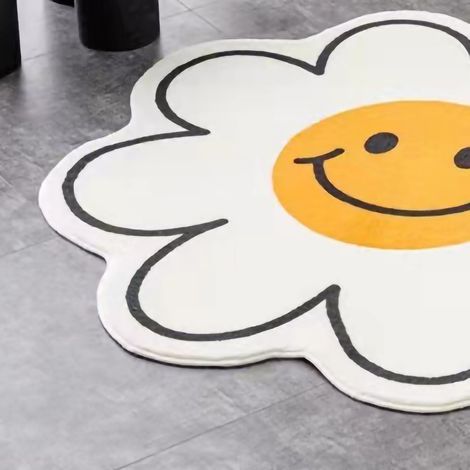 Tapis de sol absorbant fleur décoratif antidérapant 60 cm, paillasson d'entrée chambre, coussin de chaise, motif floral mignon, antidérapant intérieur (1/3)