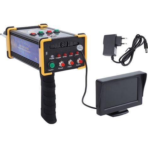 Détecteur de métaux souterrain cadre jaune précis sensible 49,2 pieds de profondeur portée de 3280,8 pieds avec scanner d'écran d'affichage pour cuivre or argent prise ue 100-240V (1/5)