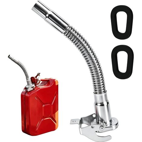 Bidon verseur avec 2 joints en caoutchouc, bec verseur en acier inoxydable pour bidon d'essence de 5/10/20 l pour voiture, camion, bateau, moto (1/5)