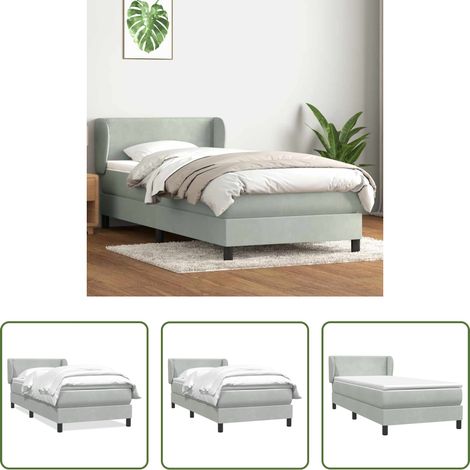 vidaXL Samt - Boxspringbett mit Matratze Hellgrau 80x210 cm Samt (1/5)