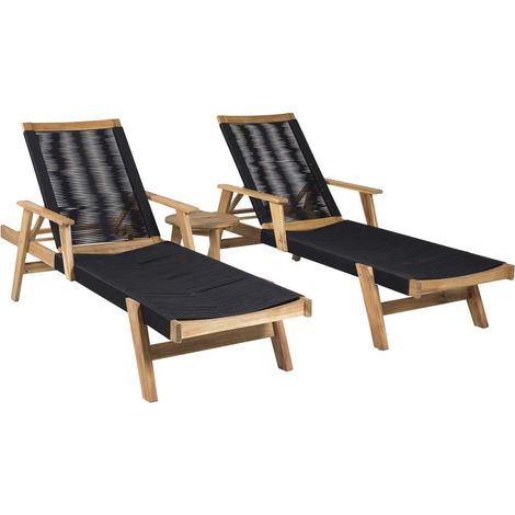 Acacia Lounge-Set 3 Teile schwarz,natur.