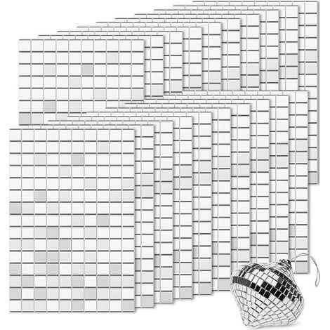3000 Pièces Mosaique miroir auto-Adhésif,Autocollants Carrés en Mosaïque de Verre Mini Autocollants Miroir pour DIY Disco Party DIY Decor - 10 x 10 mm (1/5)