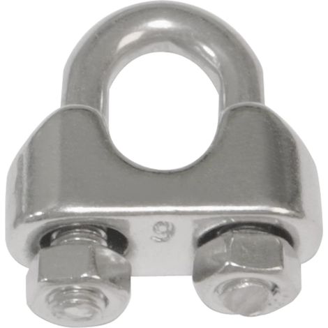 Lot de 2 serre-câbles type étrier en acier inoxydable mod.30100 pour raccorder des cordes, câbles ou fils métalliques Idéal pour les tendeurs, bâches ou bougies Dimensions : Ø 3 mm (1/3)