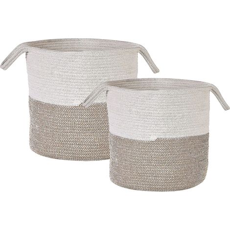 Set of 2 Baskets PAZHA Cotton Beige (1/5)