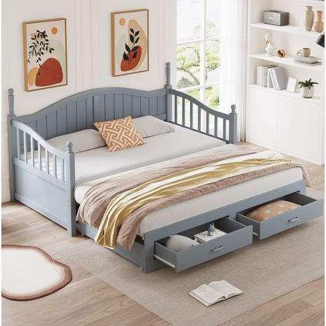 letto contenitore 90x190 estraibile 2 cassetti grigio OKMYHOME (1/5)