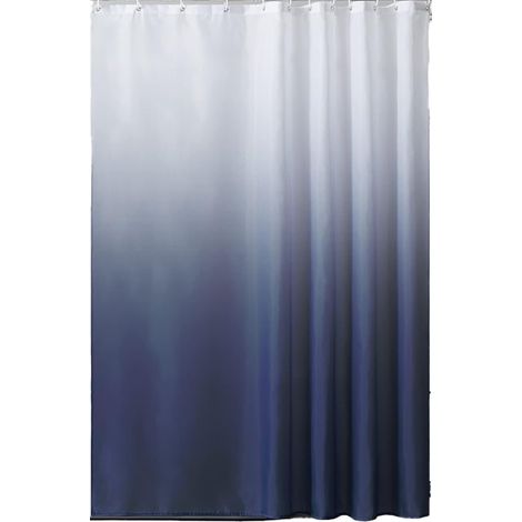 Maschinenwaschbarer Duschvorhang aus Polyestergewebe, schimmelresistent, eleganter Badezimmervorhang für Badewanne, mit 12 Haken, wasserdicht, marineblauer Farbverlauf, 180 x 180 cm (1/5)
