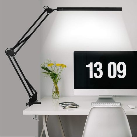 LED Desk Lamp, 10W Foldable Architect Table Lamp with Clamp, 10 Brightness Levels 3 Modes, Foldable USB Lamp for Headboard, Reading, Work, Study [Energy Class A+++] (1/5)