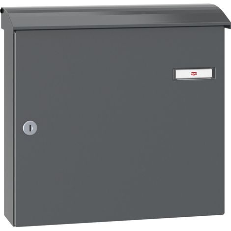 Renz Briefkasten anthrazit mit Namensschild Convex 380x360x115mm, Stahl RAL 7016 (1/2)