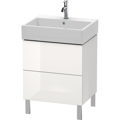 Duravit Meuble sous-lavabo L-Cube, vertical 58,4 x 45,9 cm, 2 tiroirs, pour Vero Air 235060, Coloris: Laque brillante blanche - LC677508585 (1/4)
