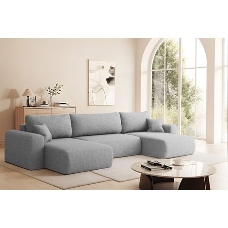 Wohnlandschaft Sofa mit Schlaffunktion FLORA Stoff Verita Hellgrau (1/4)