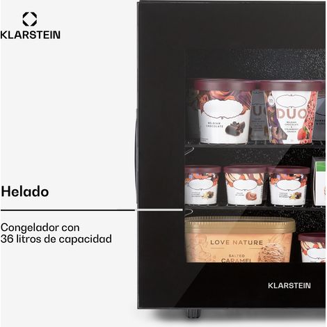 Klarstein IceAge 36 Congelador con 36 litros de capacidad EEK E 2 estantes termostato frontal de vidrio