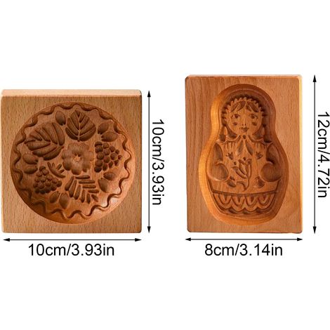 Emporte-pièce en bois, moule à biscuits sculpté, moule à gaufrage, presses à biscuits, tampons, moule à biscuits en pain d'épice pour biscuits faits maison (1/5)