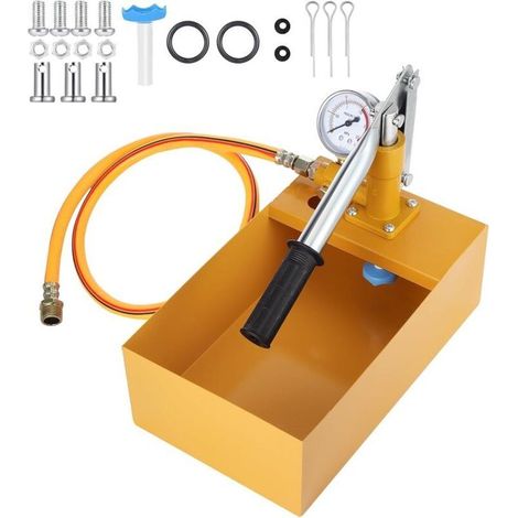 Gueenky Pompe d'épreuve Manuelle 6 L, 25Bar Pompe d'Essai de Pression avec Tuyau Haute Pression 1/2" Pompe de Test en Fonte d'Aluminium pour Contrôle d'Etanchéité de l'Eau des Tuyaux de Chauffage (1/5)
