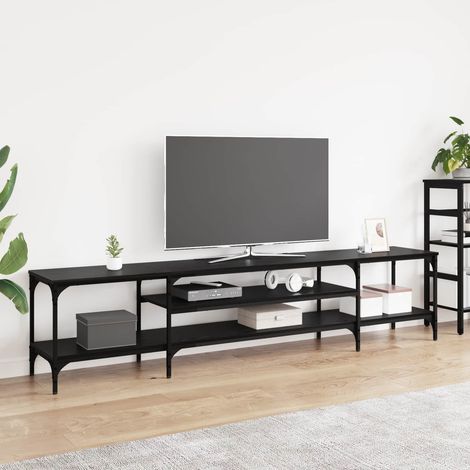 Meuble TV Banc TV Armoire TV Chêne noir 201 x 35 x 45 cm Bois d'ingénierie et fer (1/5)