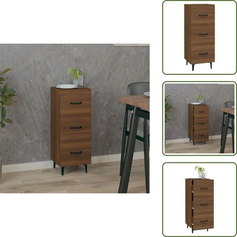 Buffet Chêne marron 34,5x34x90 cm Bois d'ingénierie - Buffet - Meuble De Rangement - Commode - Armoire - Mobilier (1/5)