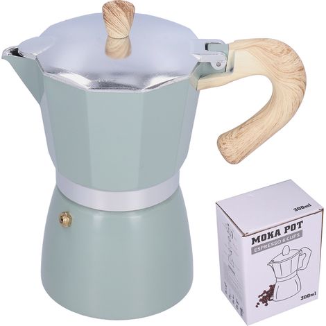 Cafetière Moka 300ML bleu cyan, cafetière italienne pour gaz, réchaud à éthanol, plaque électrique