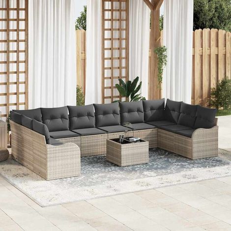 Gartensofa-set Hellgrau 55 x 55 x 37 cm Poly-Rattan