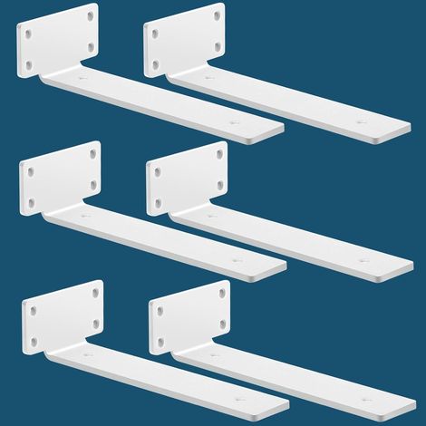 Juego de 6 soportes para estantes de pared, estilo industrial, soportes resistentes, color blanco (30 cm) (1/5)
