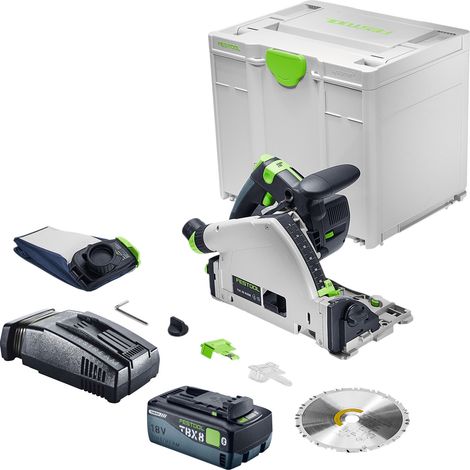 Festool TSC 55 KSEB-Basic Akku Tauchsäge 18 V 160 mm Brushless + 1x Akku 8,0 Ah + Schnellladegerät + Systainer