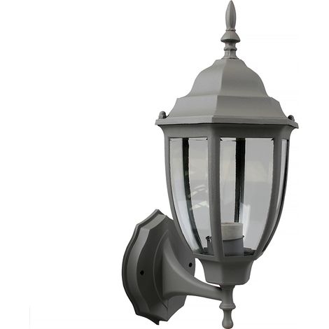 APPLIQUE DA ESTERNO LANTERNA DA PARETE GRIGIA IP45 CON ATTACCO E27 - PER ILLUMINAZIONE ESTERNA DI CASE GIARDINI E INGRESSI (1/4)